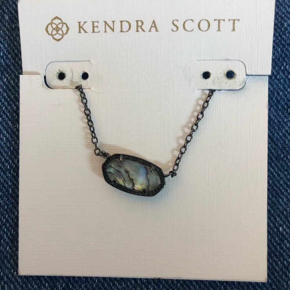 NWOT Kendra Scott Elisa Gunmetal Abalone